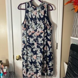 Signature by Robbie Bee Pink and White Mock Neck Sundress